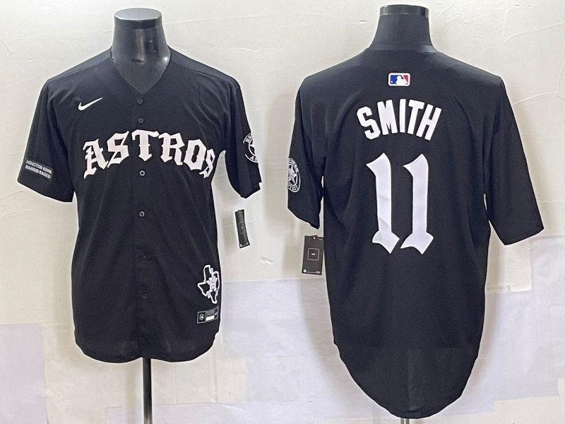 Men 2025 Houston Astros 11 Smith Black Seven generations Joint Name Nike MLB Jersey style 70413